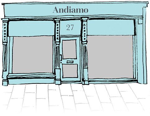 Drawing of the Andiamo shop front